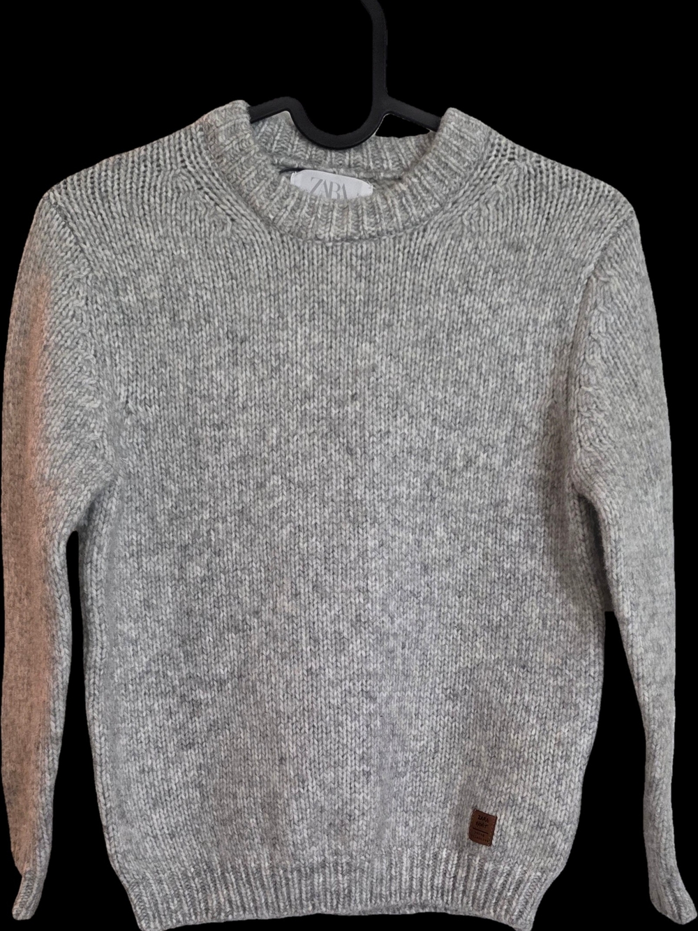 Zara Kid's Crewneck Gray Knit Sweater, Size 8